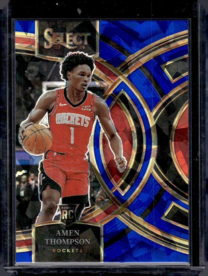 Amen Thompson Blue Cracked Ice RC 2023-24 Panini Select #122 Sports Card (1 of 2)