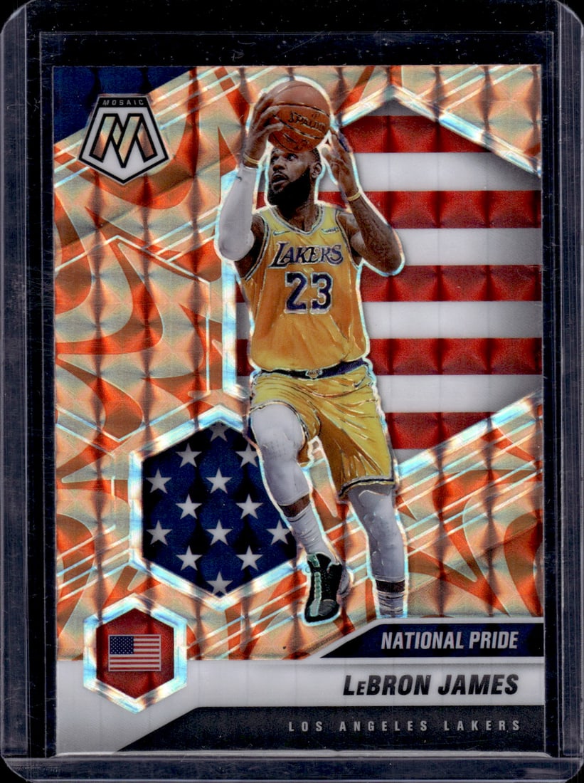 LeBron James Orange Reactive Prizm 2020-21 Panini Mosaic #247 Sports Card (1 of 2)