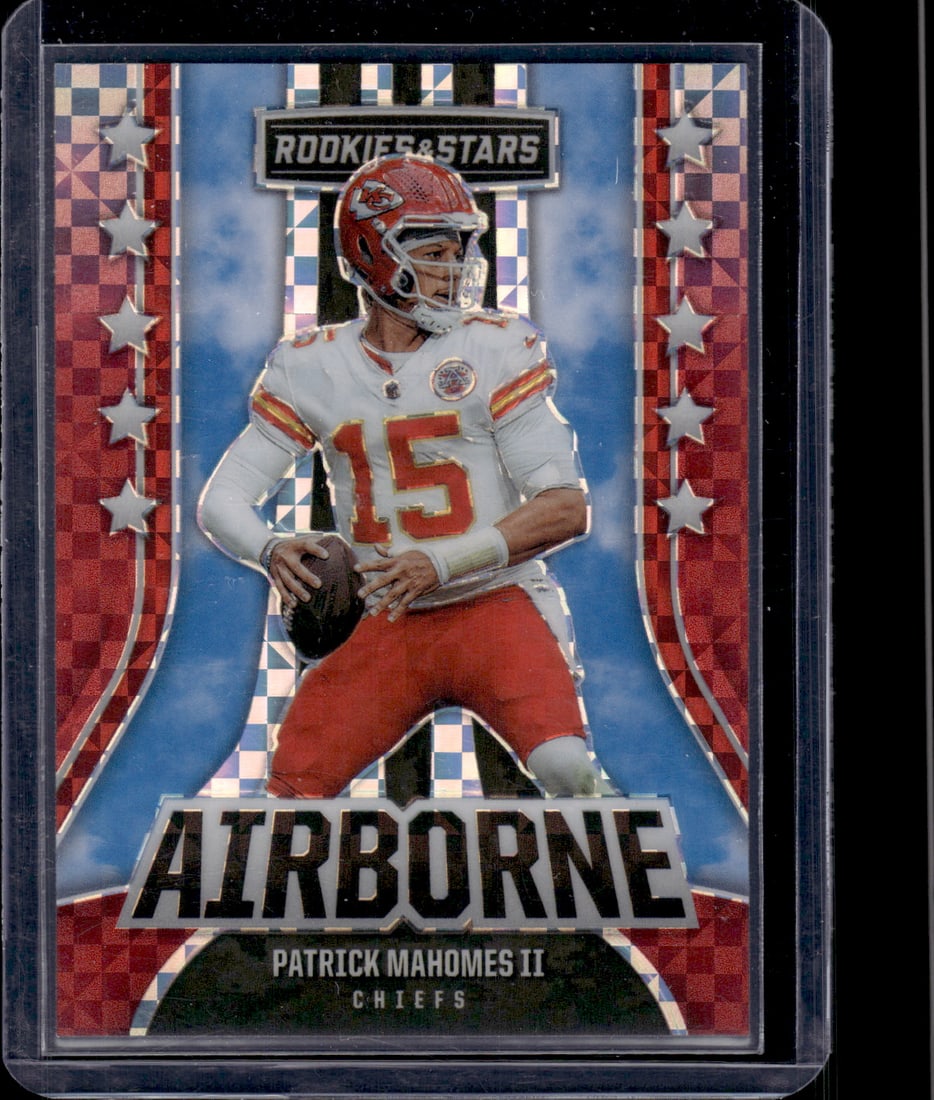 Patrick Mahomes Airborne Red Plaid Prizm 2023 Rookies & Stars #AI-16 Sports Card Chiefs (1 of 2)