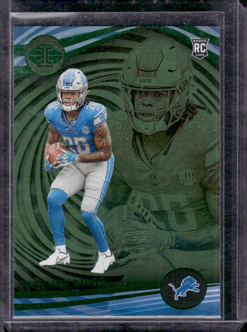 Jahmyr Gibbs Green RC 2023 Panini Illusions #38 Lions Football Card NFL: Jahmyr Gibbs Green RC 2023 Panini Illusions #38 Lions Football Card NFL, NFL Trading Cards, Rookie Card, Sports Cards, Detroit Lions, Detroit Lions Rookie Cards, Super Bowl