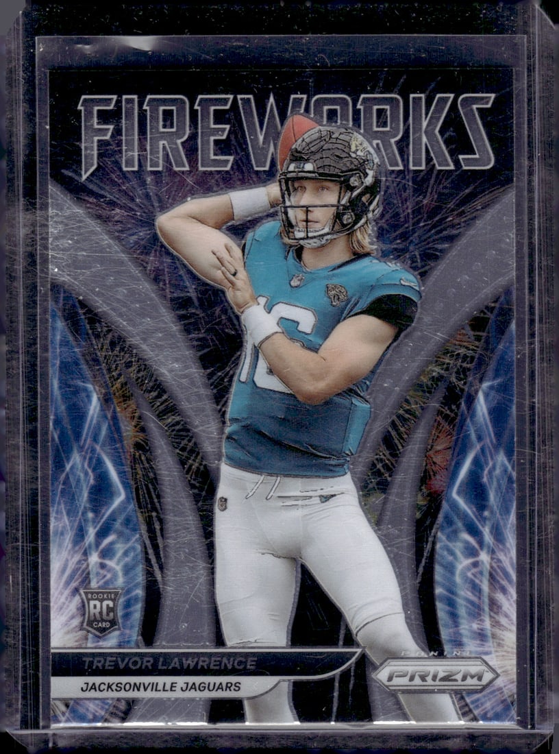 Trevor Lawrence Fireworks RC 2021 Panini Prizm #F-21 Football Card: Trevor Lawrence Fireworks RC 2021 Panini Prizm #F-21 Football Card