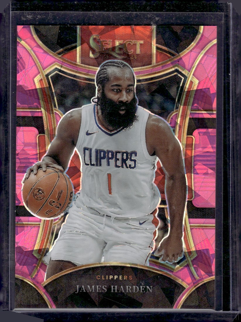 James Harden Pink Cracked Ice /99 2023-24 Panini Select #337 NBA Sports Card (1 of 2)