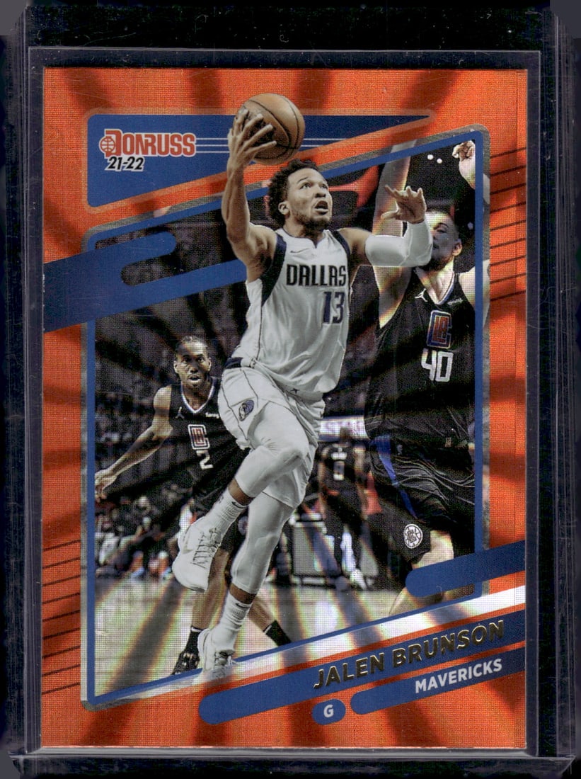 Jalen Brunson Orange Holo Laser 2021-22 Donruss #19 Sports Card (1 of 2)