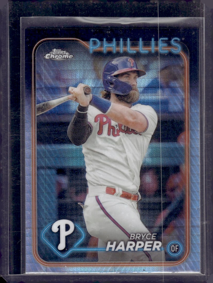 Bryce Harper Prism Refractor 2024 Topps Chrome #62 Phillies Baseball Card (1 of 2)