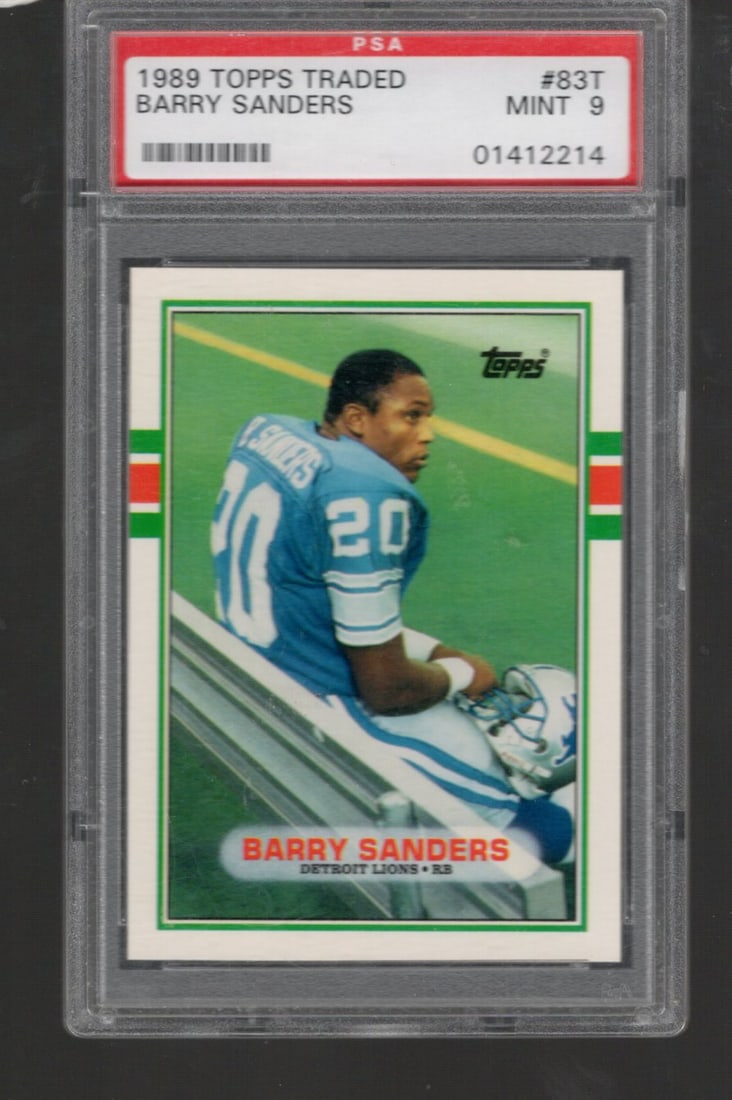 Barry Sanders RC 1989 Topps Traded #83T PSA 9 NFL Football Card Lions (1 of 2)