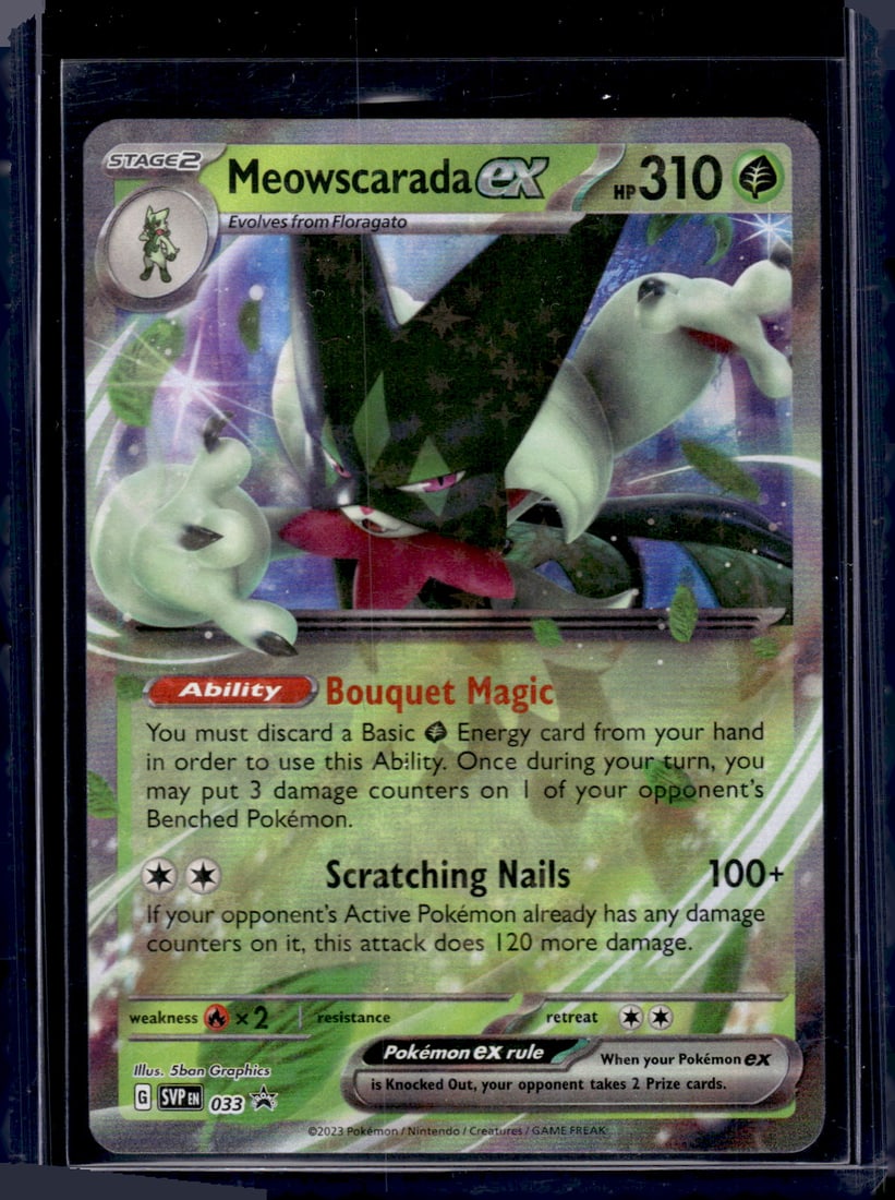 2023 Pokemon Scarlet & Violet Promo Meowscarada ex Rare #33: TCG, Pikachu, Charizard, Rare Cards, Secret Rare Cards, Holo Cards, Pokemon Cards, Pokemon Trading Cards, Pokemon Cards sold near Me, TCG Cards Sold Near Me, Nintendo, Evee, Houndoom, Reverse Holo Car