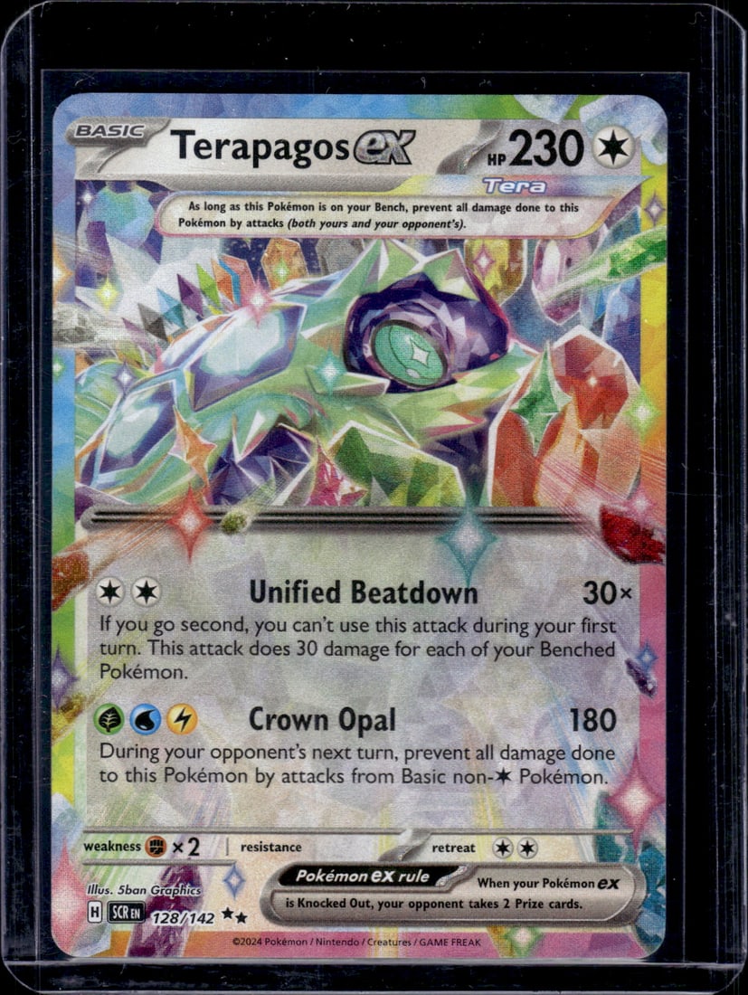 2024 Pokemon Stellar Crown Terapagos Ex Double Rare #128: TCG, Pikachu, Charizard, Rare Cards, Secret Rare Cards, Holo Cards, Pokemon Cards, Pokemon Trading Cards, Pokemon Cards sold near Me, TCG Cards Sold Near Me, Nintendo, Evee, Houndoom, Reverse Holo Car