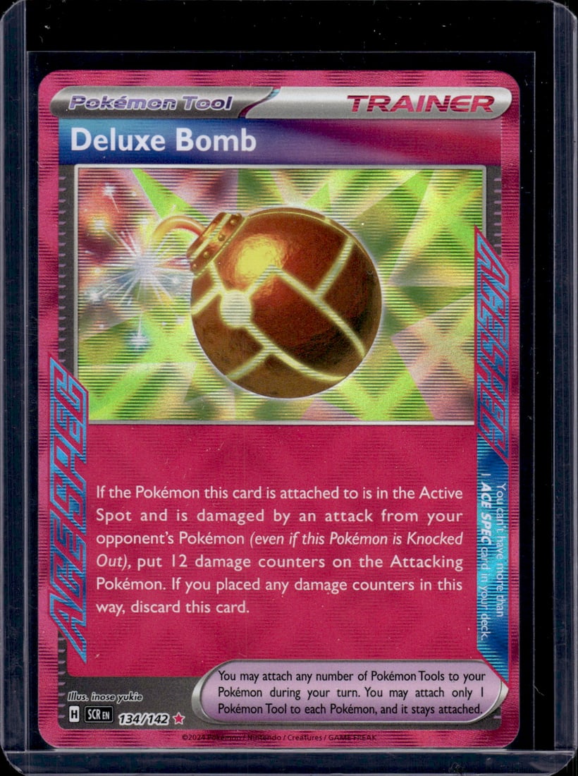 2024 Pokemon Stellar Crown Deluxe Bomb Ace Spec Rare Holo #134: TCG, Pikachu, Charizard, Rare Cards, Secret Rare Cards, Holo Cards, Pokemon Cards, Pokemon Trading Cards, Pokemon Cards sold near Me, TCG Cards Sold Near Me, Nintendo, Evee, Houndoom, Reverse Holo Car