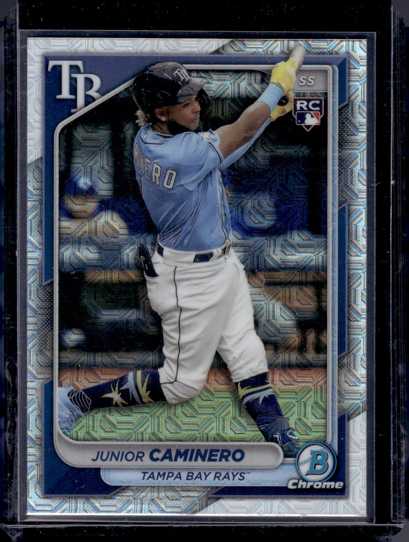 Junior Caminero Mojo Refractor RC 2024 Bowman Chrome #56 Tampa Bay Rays: Baseball Cards, MLB Trading Cards, Rookie Cards, Bowman Baseball Cards, Bowman Sports Cards, Sports Cards for Sale Near Me, Rookie Cards, Rookie Baseball Cards, Bowman Rookie Baseball Cards, Bowman Ro