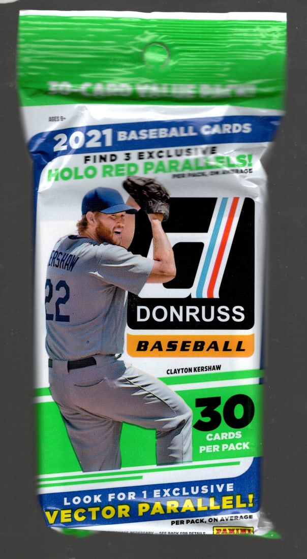 2021 Donruss Baseball Card Hanger Value Fat Pack - 30 Cards Per Pack - 3 Holo Red Parallels (1 of 1)