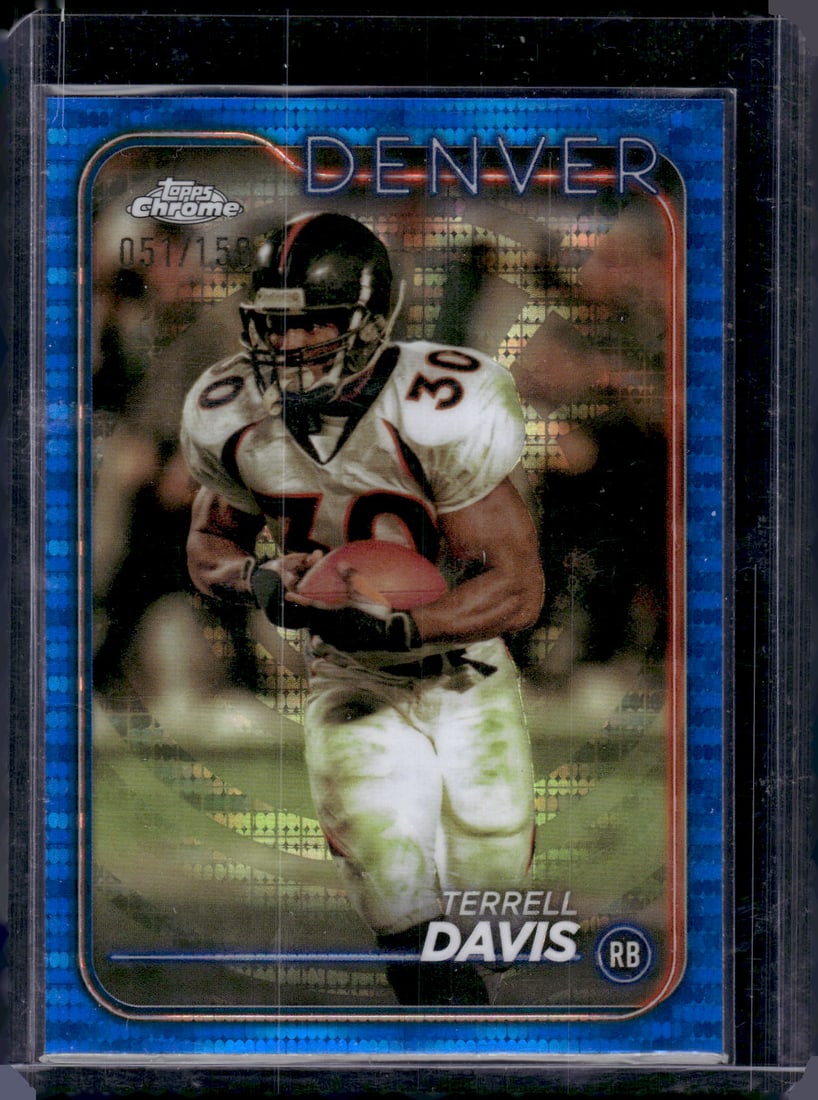 Terrell Davis Blue Sonar Refractor /150 2024 Topps Chrome #60 Broncos: Sports Cards, NFL Trading Cards, Football Cards, Topps Cards, Topps Football Cards,Topps, Sports Cards for Sale Near Me, Topps Sports Cards, Superbowl Player Cards, Vintage NFL Players on Cards, Footb