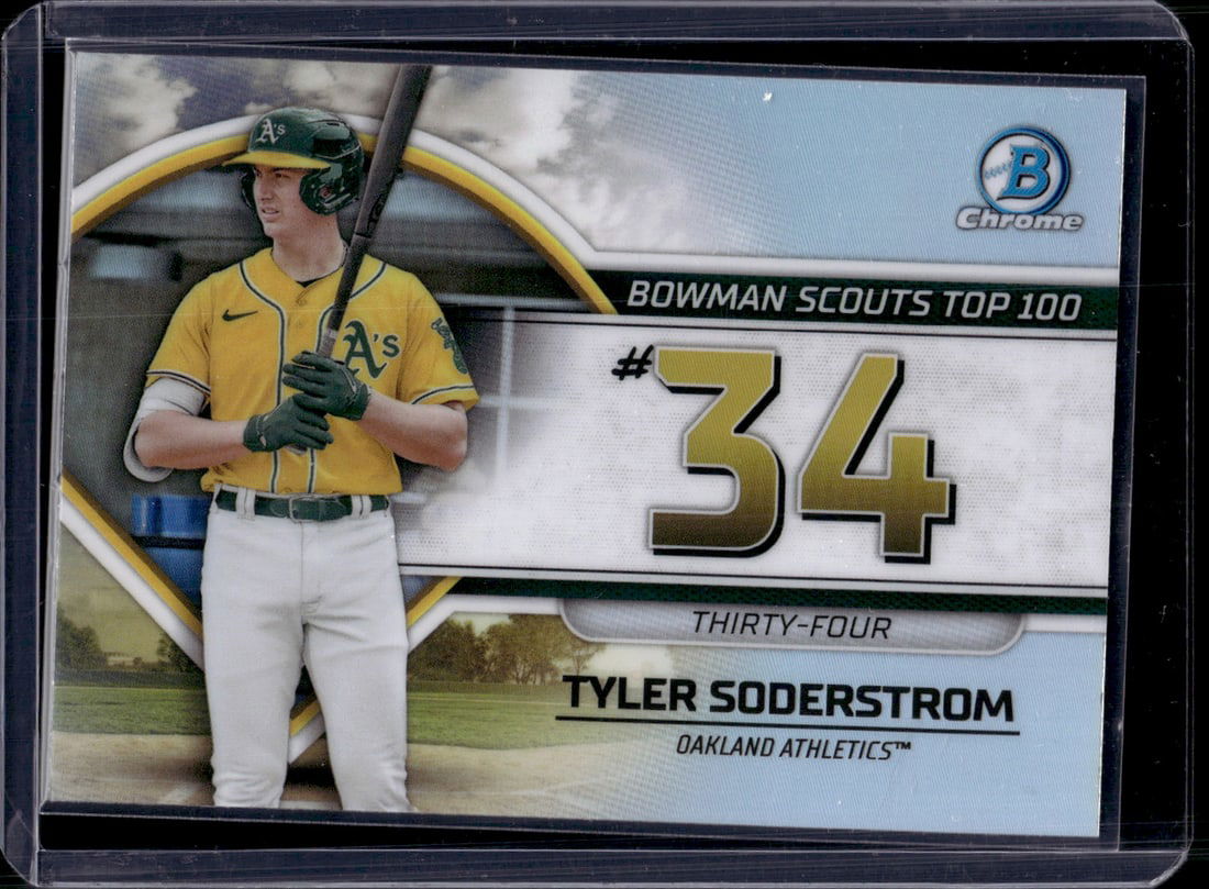 Tyler Soderstrom Bowman Scouts Top 100 2023 Bowman Chrome #BTP-34 A's (1 of 2)