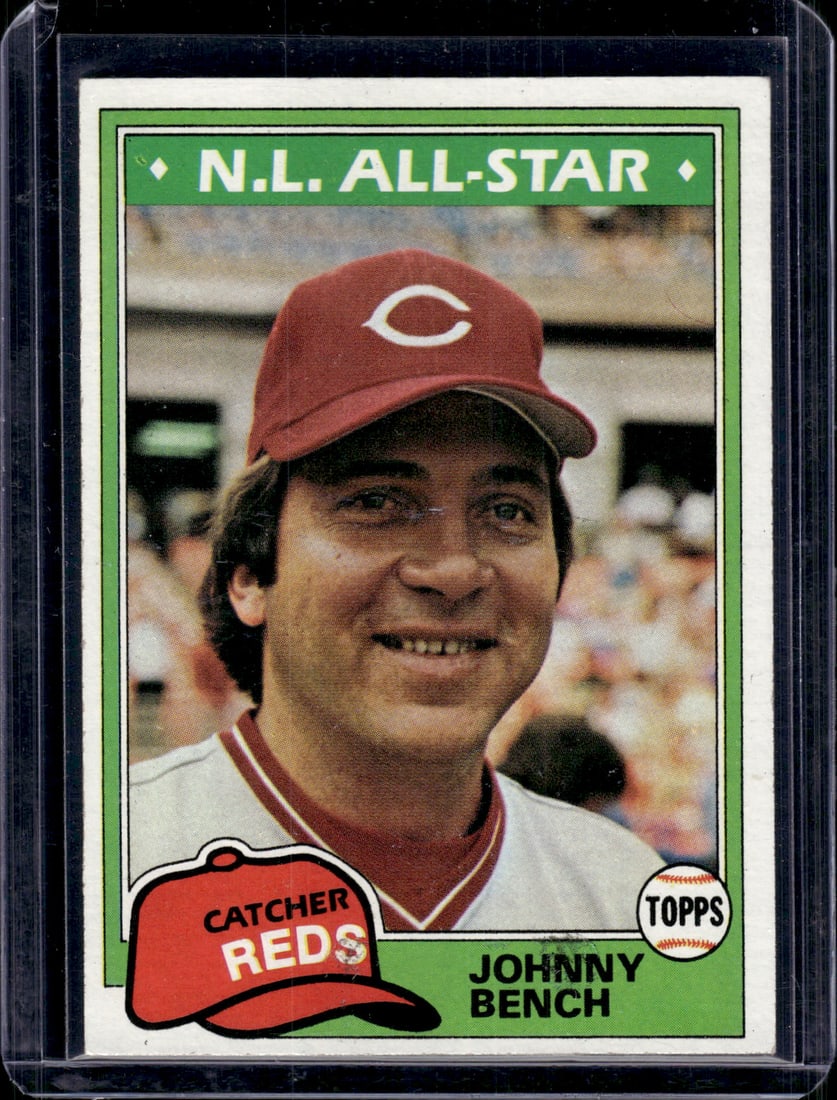 Johnny Bench 1981 Topps #600 Reds Baseball Card (1 of 2)