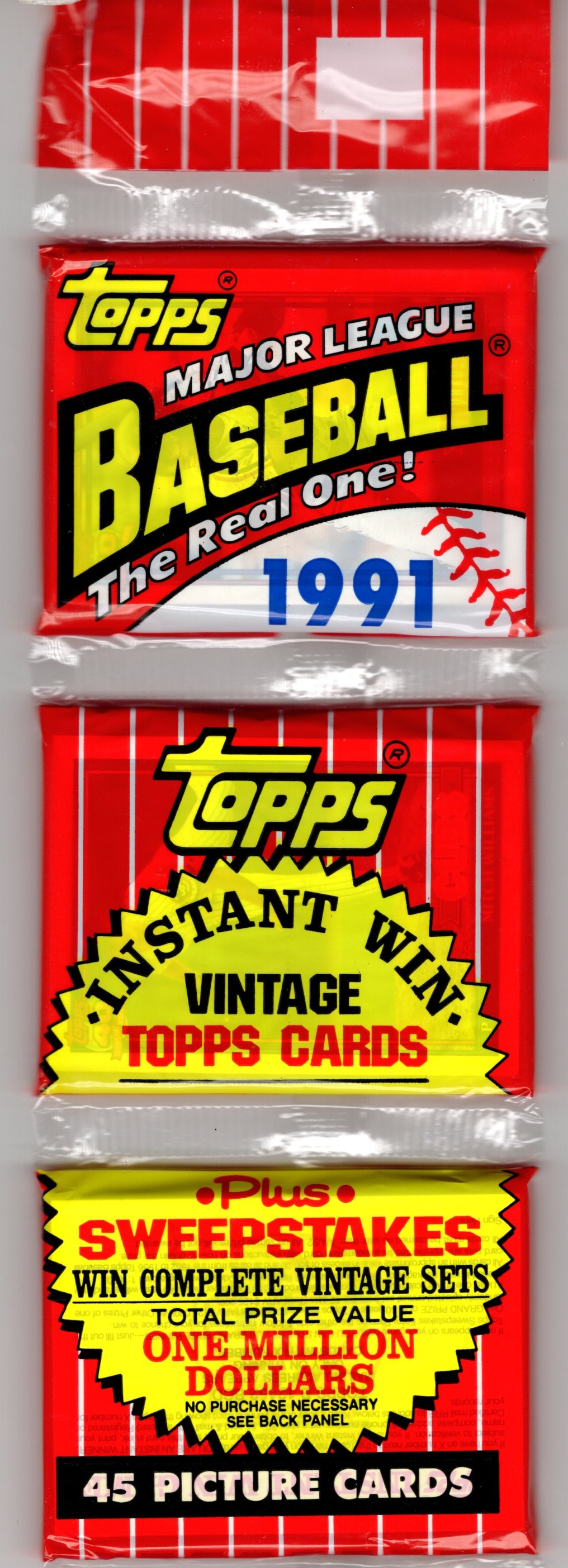 1991 Topps "The Real One" Baseball Cards Rack Pack Rookie Cards Sports Cards: 1991 Topps "The Real One" Baseball Rack Pack, Sports Cards, Rookie Cards, MLB Trading Cards, Chipper Jones, Ken Griffey, Jr., Frank Thomas, Bo Jackson, Cal Ripken, Nolan Ryan, Craig Biggio Rookie Card