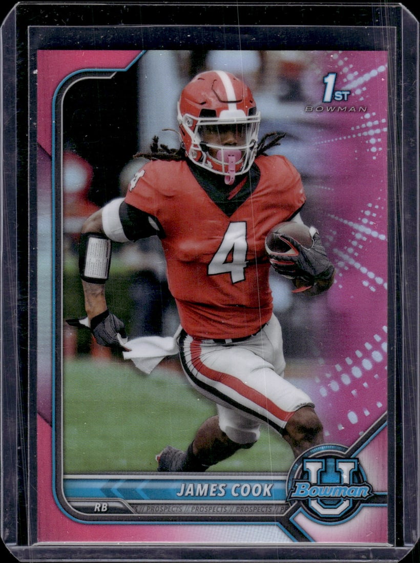 James Cook 1st Bowman Pink Refractor 2022 Bowman U Chrome #19 Georiga Bulldogs: Sports Cards, NFL Trading Cards, Football Cards, Panini Cards, Rookie Cards, Rookie Football Cards, Panini Rookie Football Cards, Panini Football Cards,Panini Cards, Sports Cards for Sale Near Me, Pri