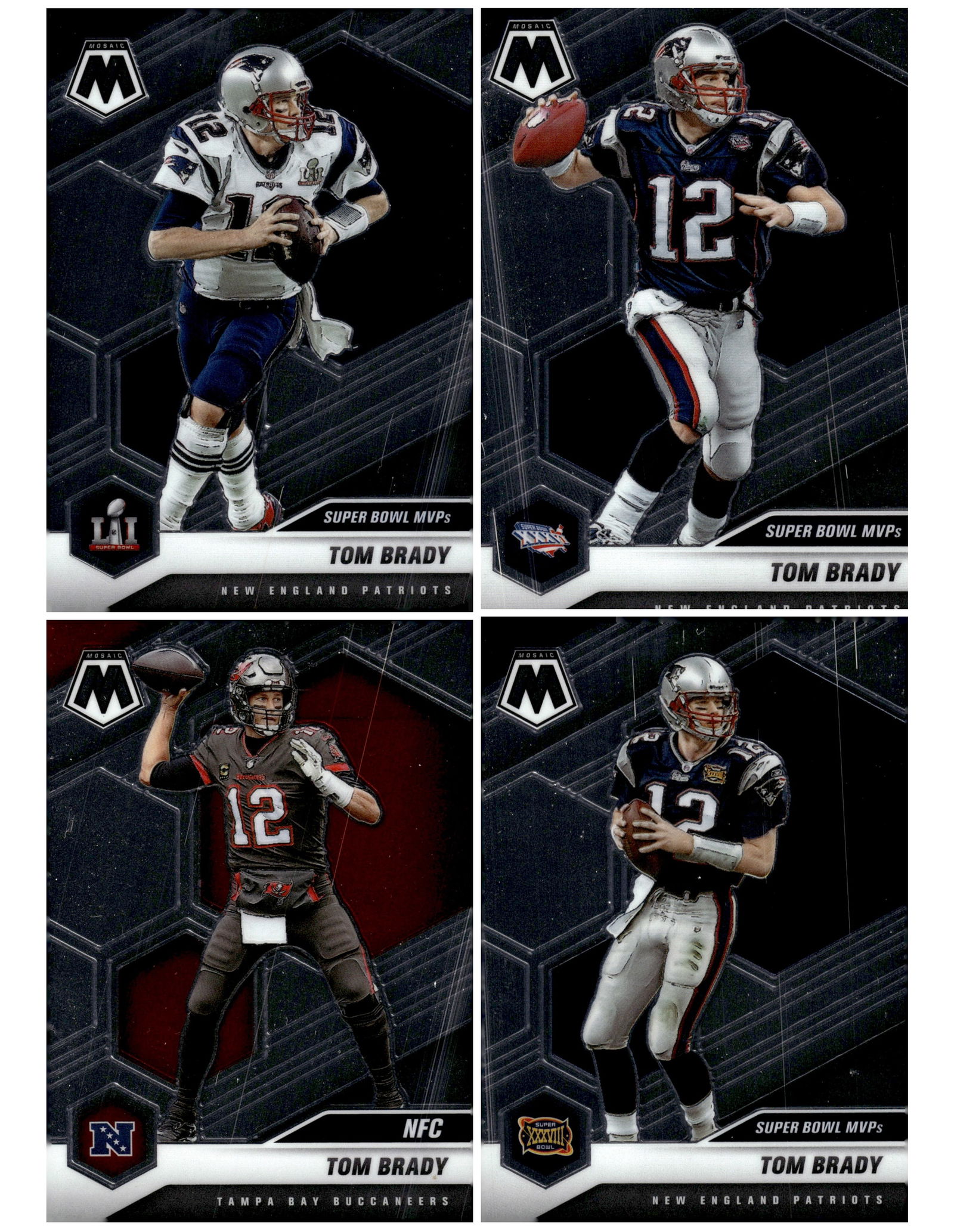 Lot of 4 Different 2021 Panini Mosaic Tom Brady Football Cards (1 of 1)