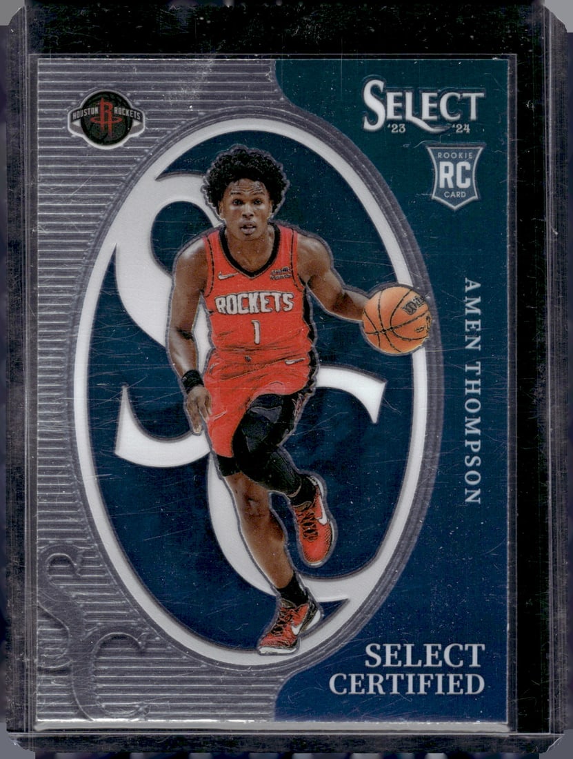 Amen Thompson Rookie Card Select Certified 2023-24 Panini Select #5 Rockets NBA: Panini Select, Prizm, Mosaic, Contenders, Revolution, Phoenix, Rookie NFL Sports Trading Cards, Silver, SP, SSP, Wave Prizms, Numbered Cards, Basketball sports Cards for Sale Near Me, NBA Championship