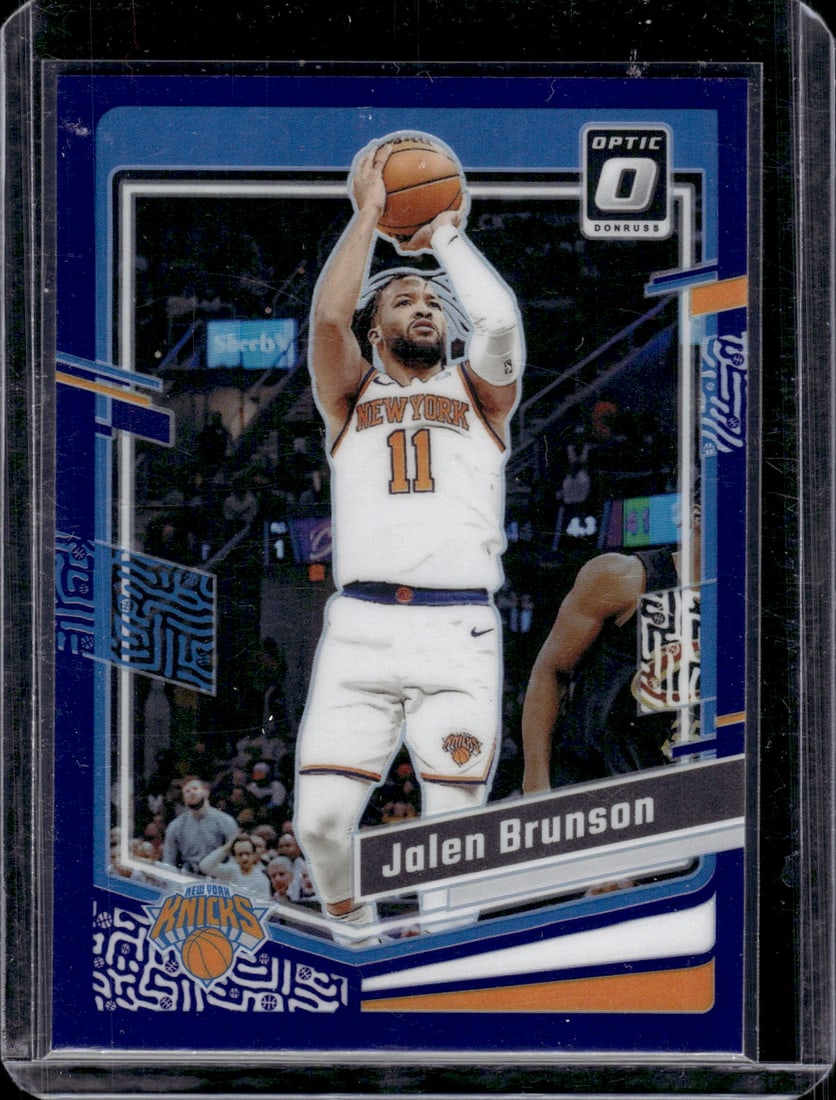 Jalen Brunson Purple Prizm 2023-24 Donruss Optic #158 Knicks Basketball Card (1 of 2)