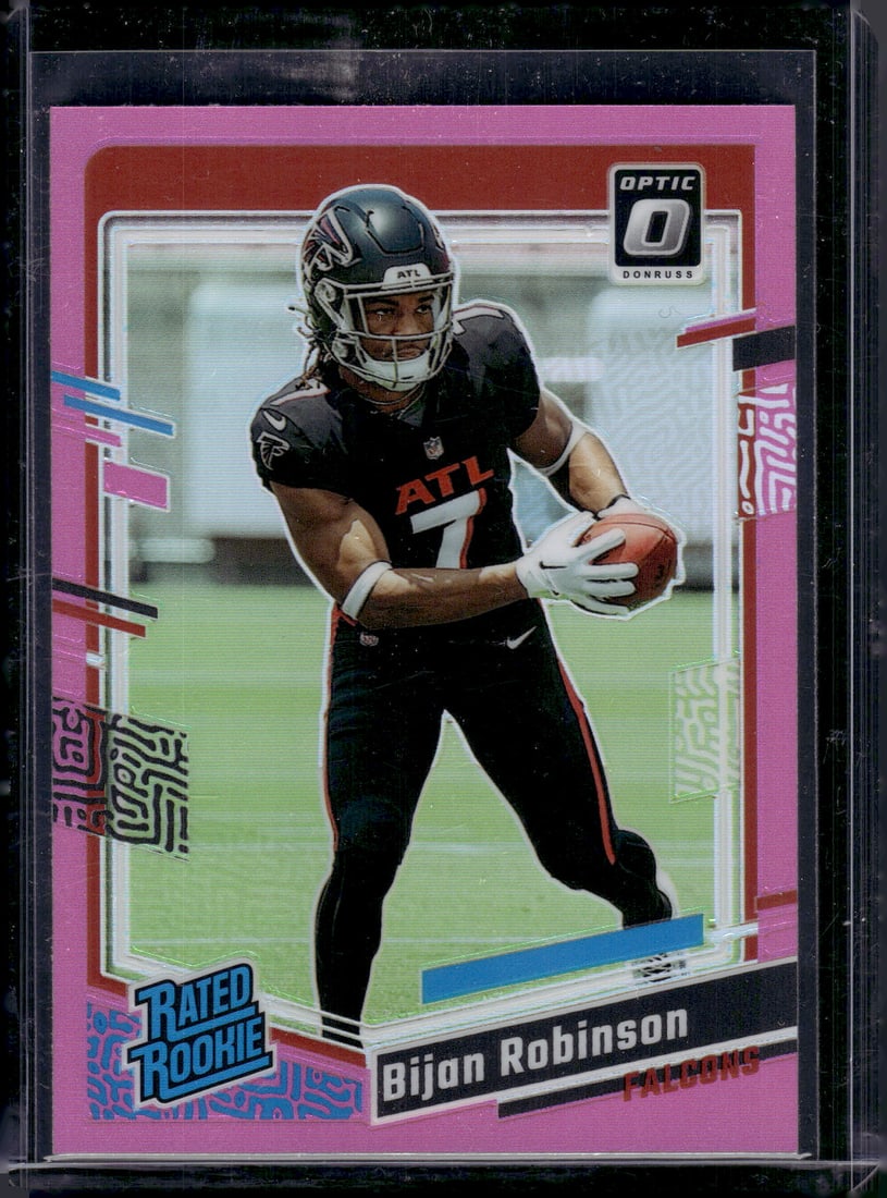 Bijan Robinson Rookie Card Pink Prizm 2023 Donruss Optic #206 Falcons NFL (1 of 2)