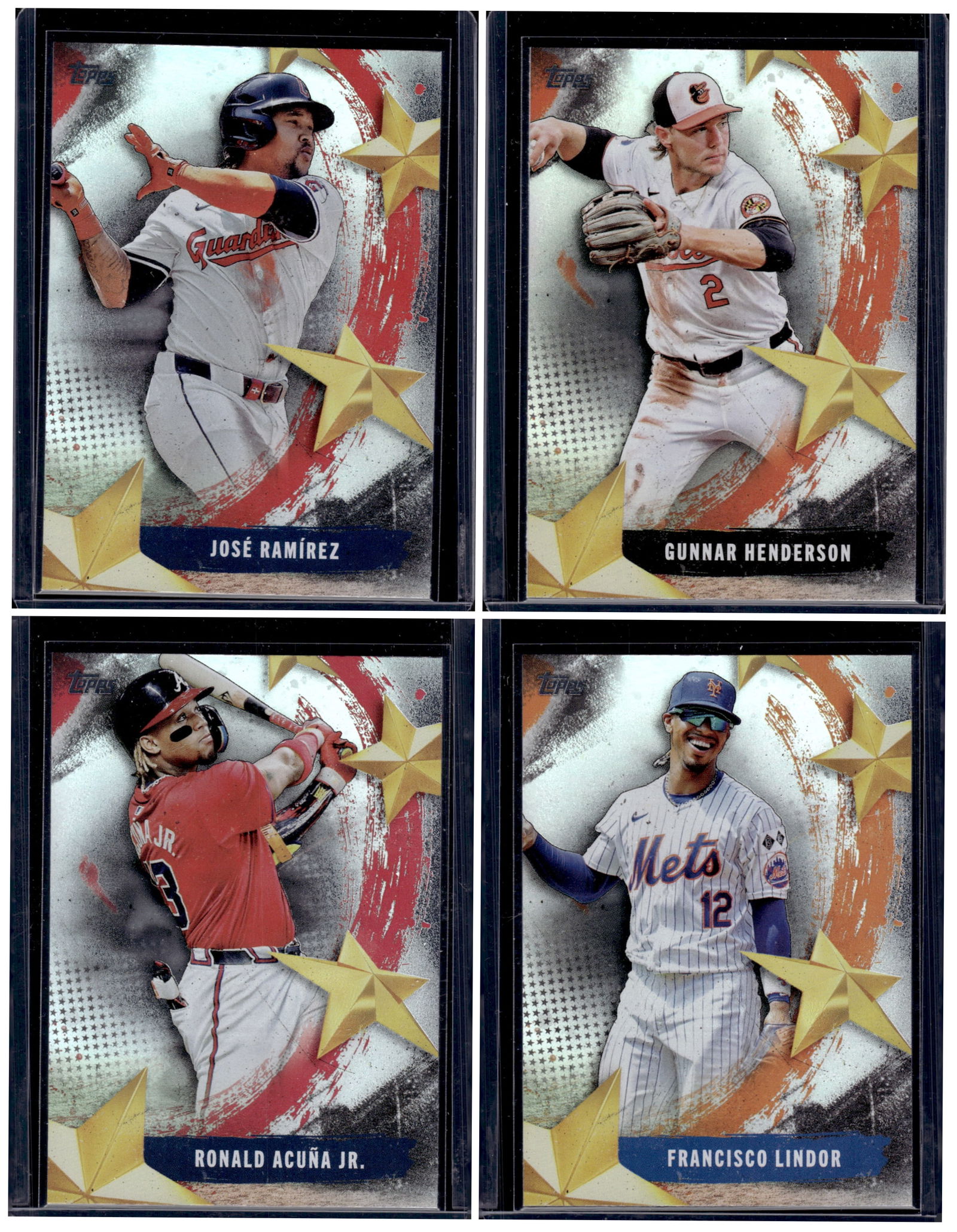 Lot of 4 2025 Topps Stars of MLB Inserts All Different. Acuna Jr, Ramirez, Henderson, Lindor (1 of 1)