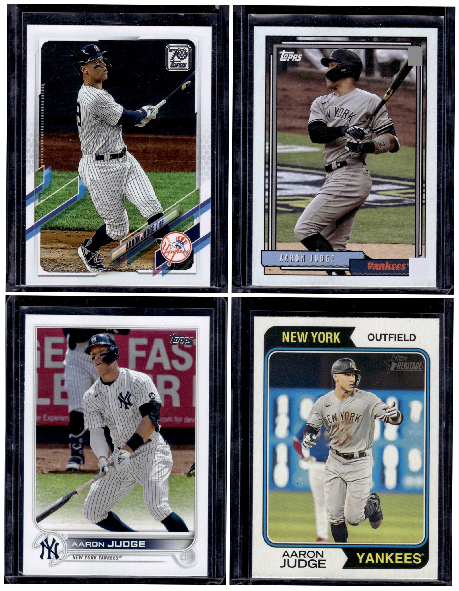 Lot of 4 Aaron Judge Topps Baseball Cards. All Different, New York Yankeees: Topps Baseball MLB Trading & Sports Cards, Sports Cards for Sale Near Me, World Series & Hall of Fame Players Memorabilia, Refractors, X-Fractors, Numbered, SP, SSP, Valuable Auction Memorabilia Lots 