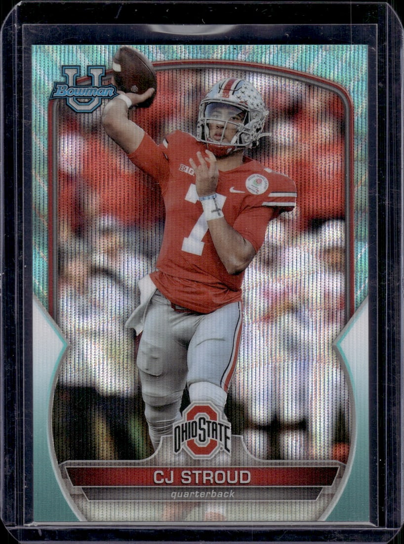 Cj Stroud Aqua Wave Refractor /299 2022 Bowman U Chrome #100 Ohio State Buckeyes (1 of 2)