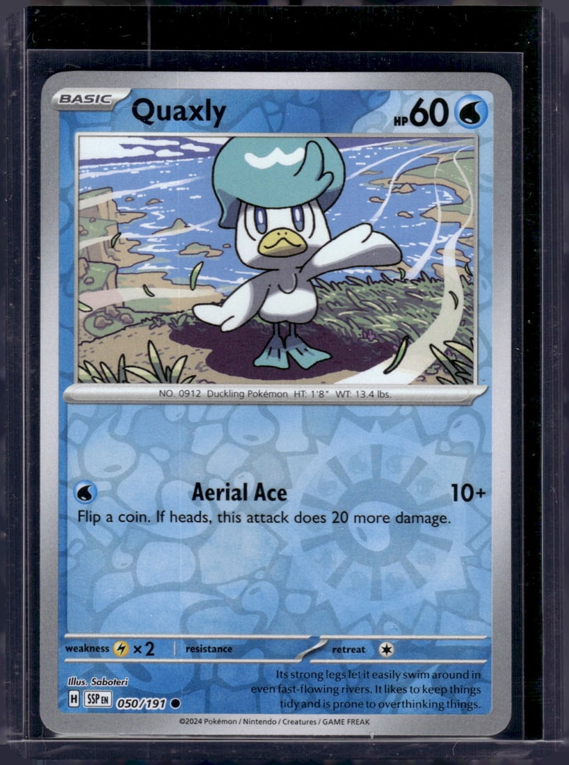 2024 Pokemon Surging Sparks Quaxly Reverse Holo #50: TCG, Pikachu, Charizard, Rare, Secret Rare, Holo Cards, Pokemon & TCG Cards sold near Me, Nintendo, Evee, Houndoom, Reverse Holo Cards, 3 Star Ultra Rare, EX