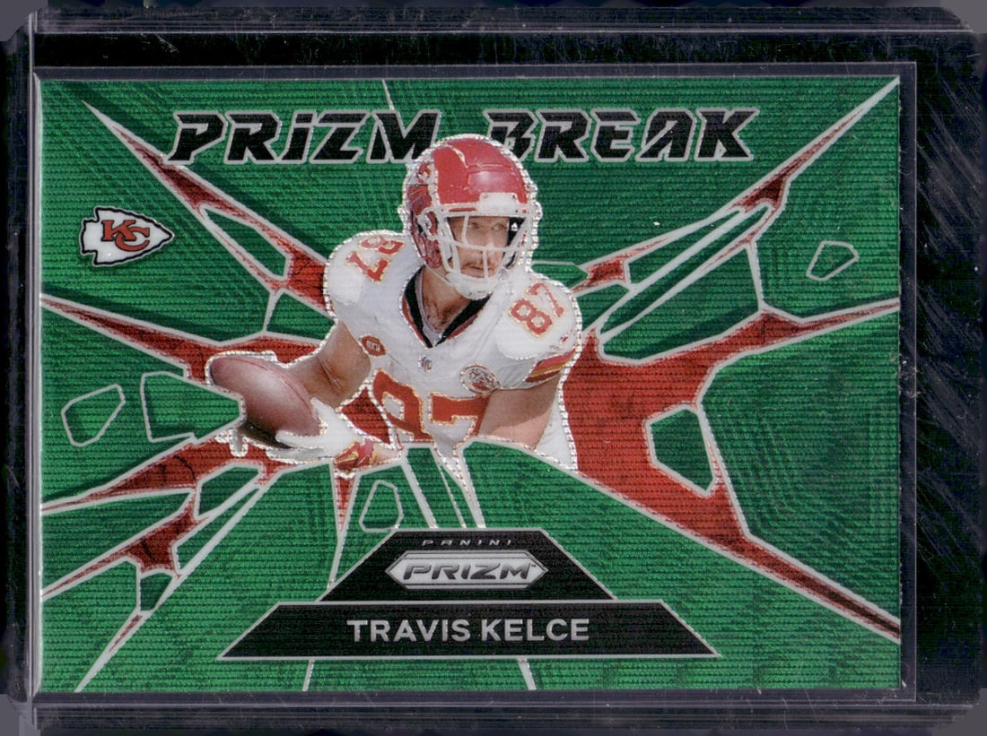 Travis Kelce Prizm Break Green Wave Prizm 2024 Panini Prizm #1 Chiefs NFL (1 of 2)