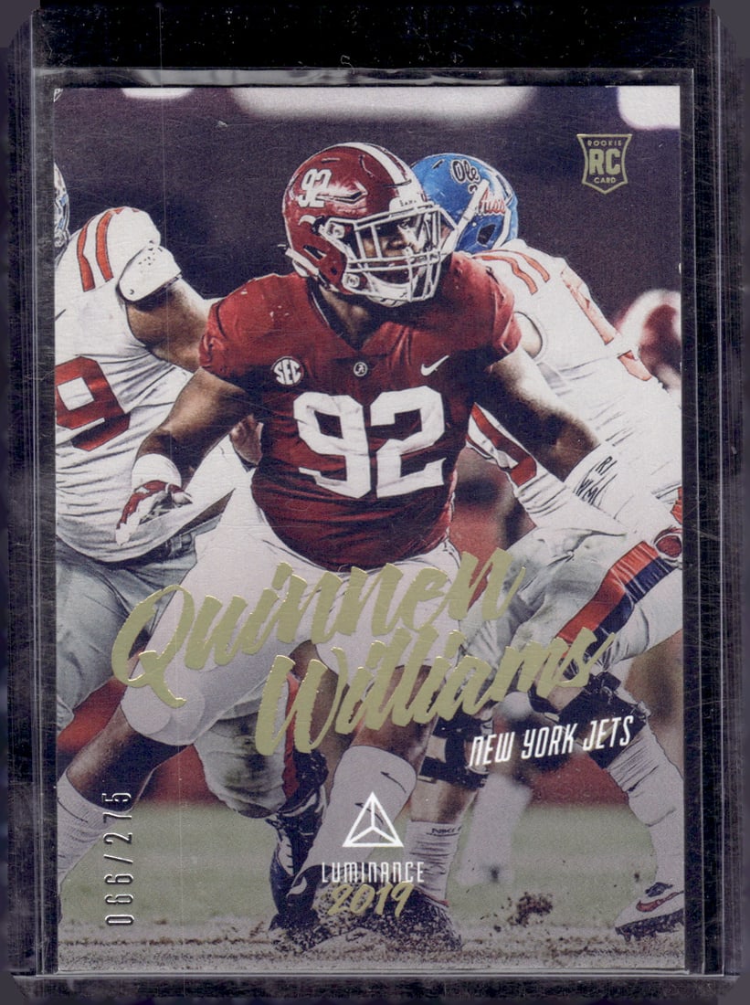 Quinnen Williams Rookie Card /275 2019 Panini Luminance #116 Jets Alabama: Panini Select, Prizm, Mosaic, Contenders, Zenith, Phoenix, Illusions, Absolute, Rookie NFL Sports Trading Cards, SP, SSP, Cards, Football Cards for Sale Near Me, Superbowl & Hall of Fame Player Cards,