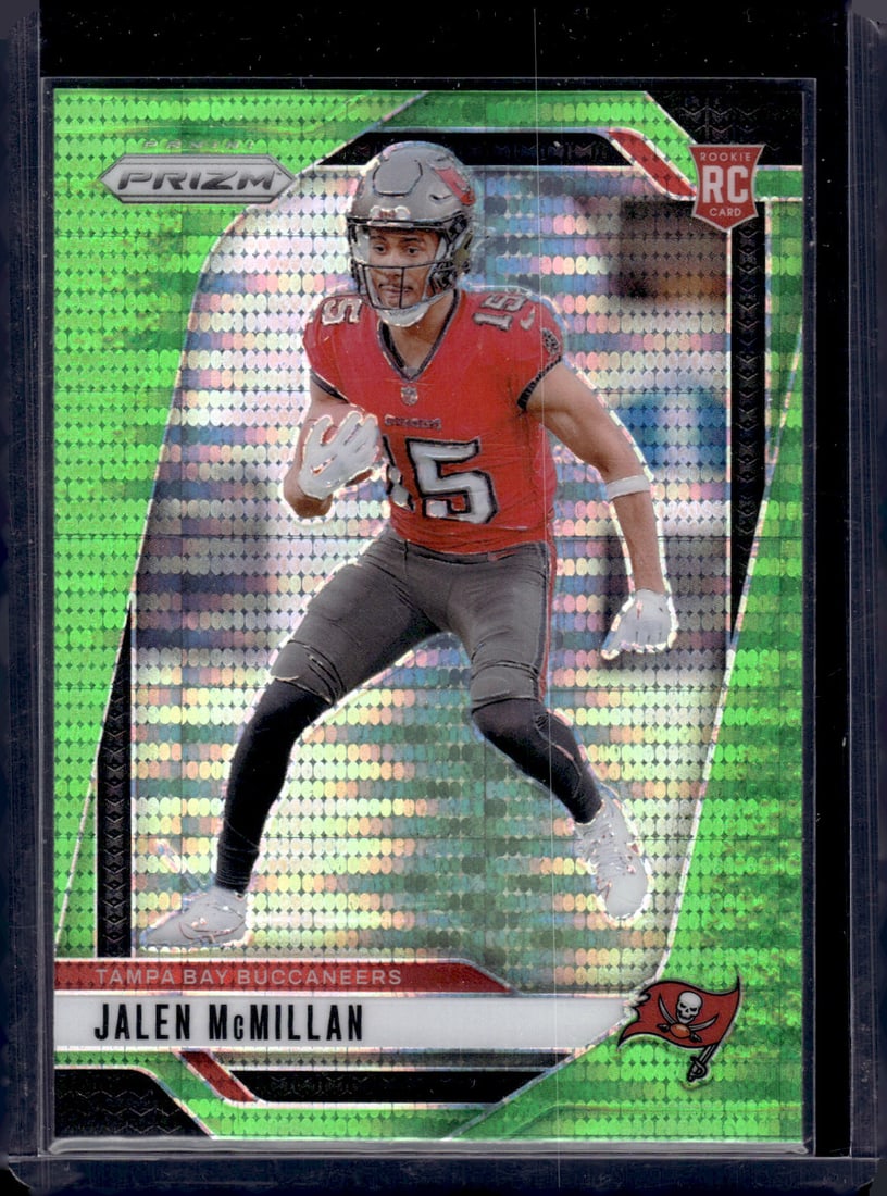 Jalen McMillan Rookie Card Neon Green Pulsar 2024 Panini Prizm #338: Panini Select, Prizm, Mosaic, Contenders, Zenith, Phoenix, Illusions, Absolute, Rookie NFL Sports Trading Cards, SP, SSP, Cards, Football Cards for Sale Near Me, Superbowl & Hall of Fame Player Cards,
