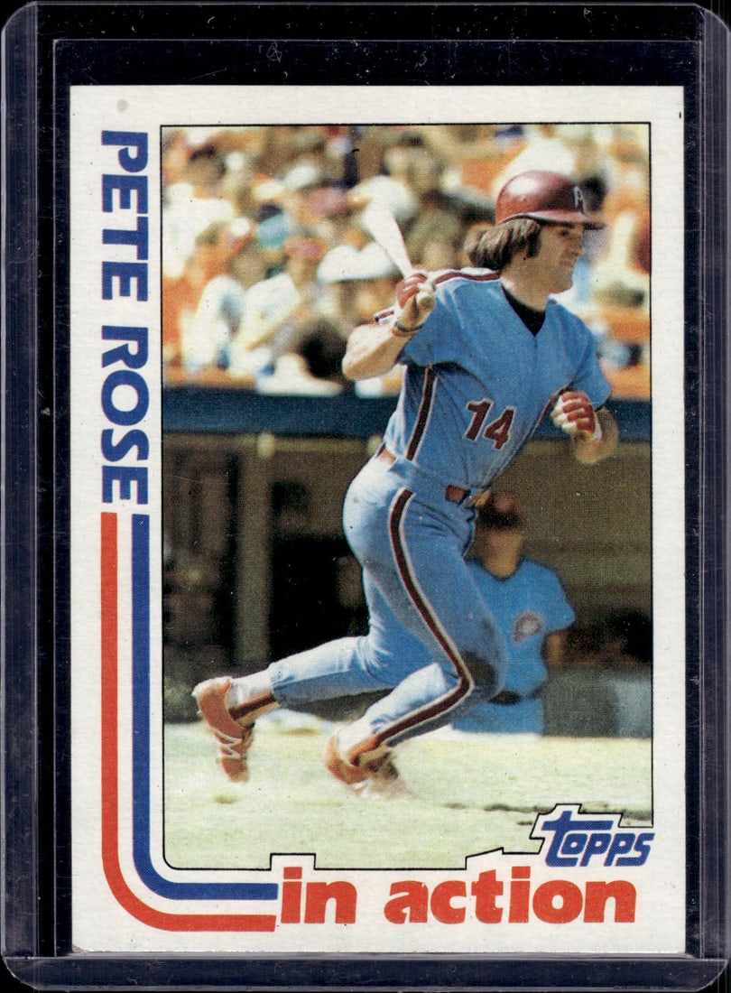 Pete Rose In Action 1982 Topps #781 Cincinnati Reds Vintage Baseball Card (1 of 2)