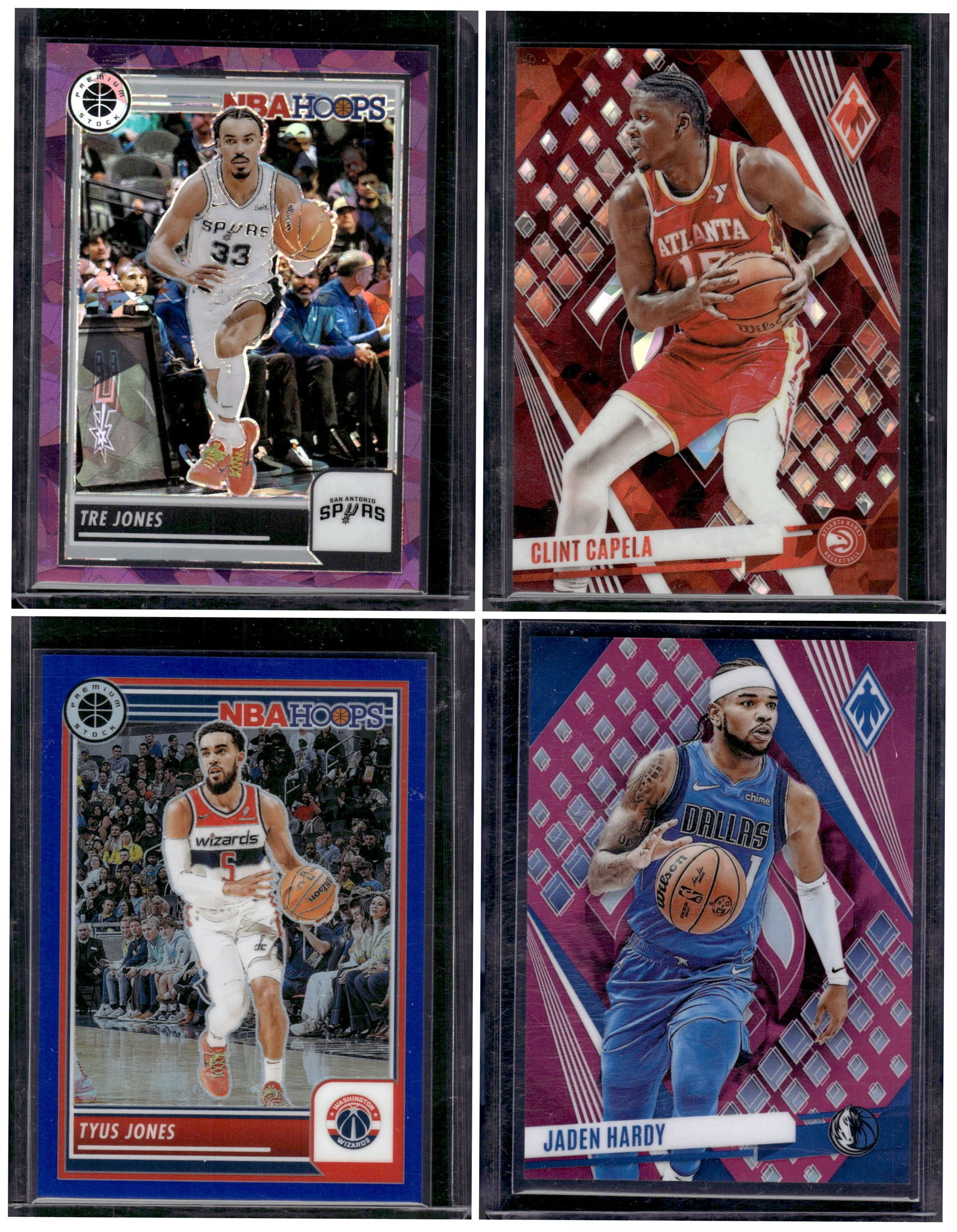 Lot of 4 NBA Sports Cards. All Numbered Tre Jones, Clint Capela, Tyus Jones, Jaden Hardy (1 of 2)