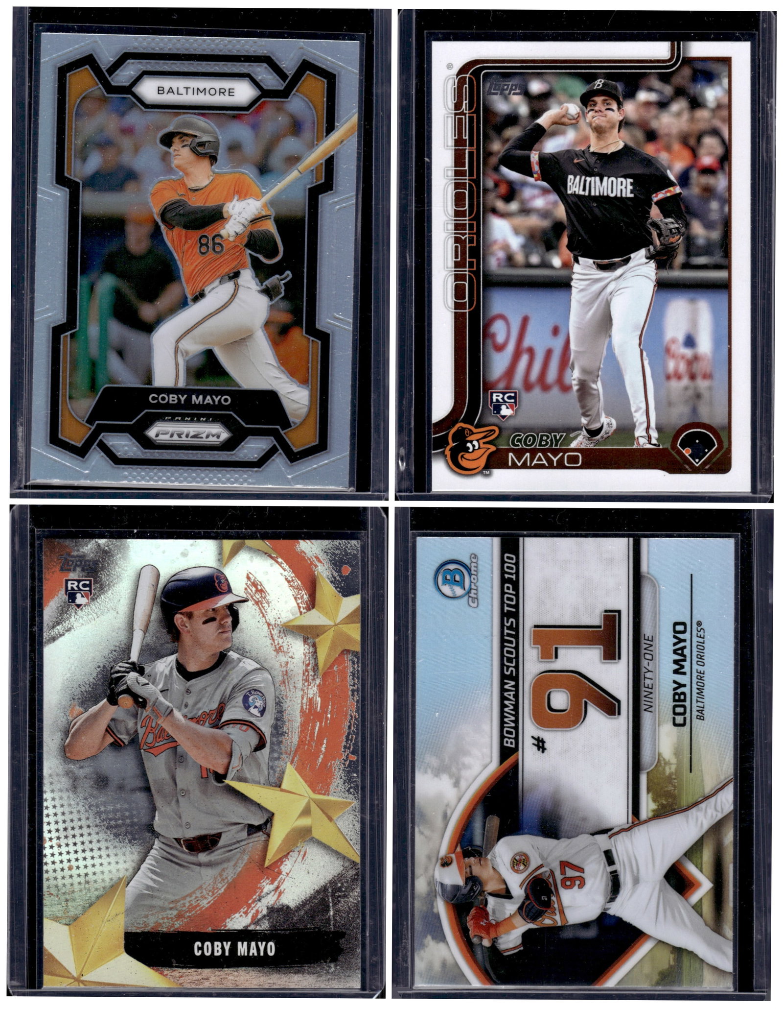 Lot of 4 Coby Mayo Rookie & Prospect Cards. Silver Prizm, Topps Base, Orioles, MLB: Topps Baseball MLB Trading & Sports Cards, Sports Cards for Sale Near Me, World Series & Hall of Fame Players Memorabilia, Refractors, X-Fractors, Numbered, SP, SSP, Valuable Auction Memorabilia Lots 