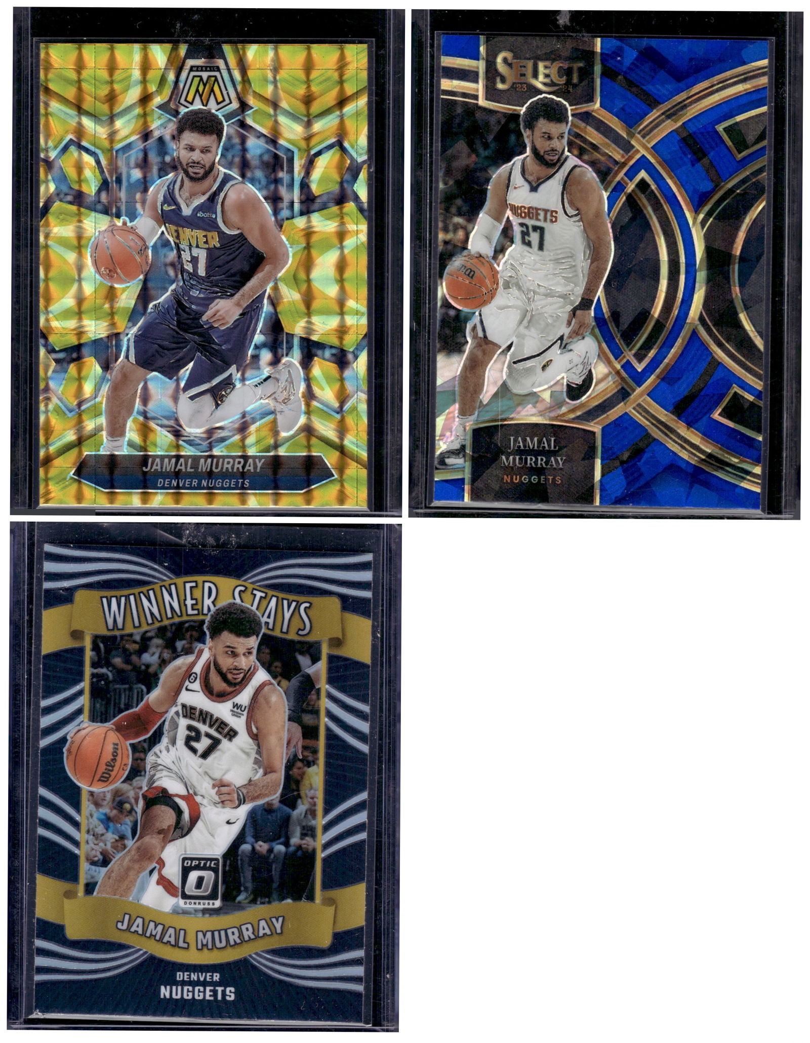 Lot of 3 Jamal Murray Cards. Cracked Ice, Holo Prizm, Yellow Reactive. Denver Nuggets (1 of 2)