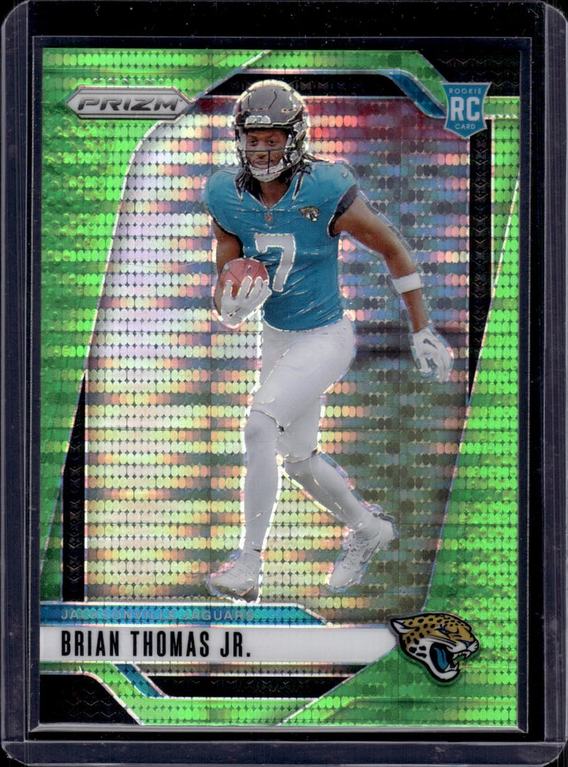 Brian Thomas Jr. Rookie Card Neon Green Pulsar 2024 Panini Prizm #314 Jaguars NFL: Panini Select, Prizm, Mosaic, Contenders, Zenith, Phoenix, Illusions, Absolute, Rookie NFL Sports Trading Cards, SP, SSP, Cards, Football Cards for Sale Near Me, Superbowl & Hall of Fame Player Cards,
