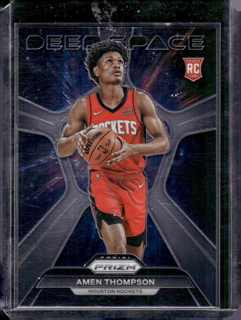 Amen Thompson Rookie Card Deep Space 2023-24 Panini Prizm #4 Houston Rockets: Panini Select, Prizm, Mosaic, Contenders, Revolution, Phoenix, NBA Hoops, Rookie NFL Sports Trading Cards, Silver, SP, SSP, Wave Prizms, Numbered Cards, Basketball sports Cards for Sale Near Me, NBA C