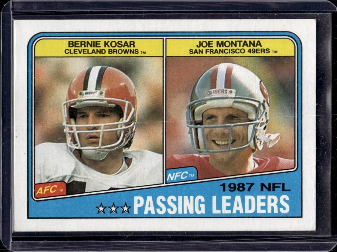 1987 Passing Leaders Joe Montana Bernie Kosar 1988 Topps #215 (1 of 2)