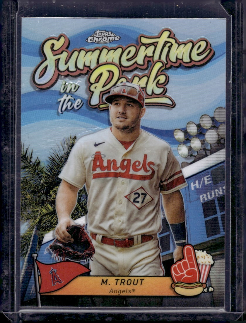 Mike Trout Summertime in the Park 2024 Topps Chrome #SITP-10 Angels Baseball Card (1 of 2)