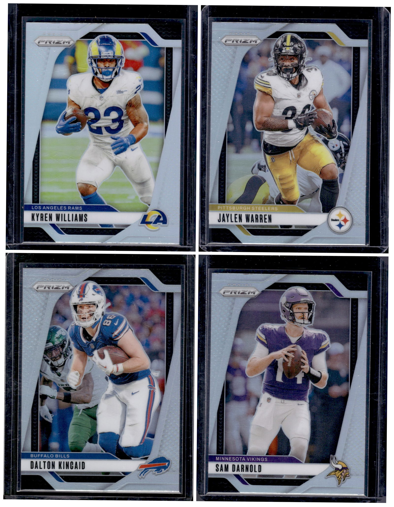 Lot of 4 2024 Panini Prizm Football Silver Prizms. Sam Darnold, Kincaid, Kyren Williams, Warren (1 of 1)