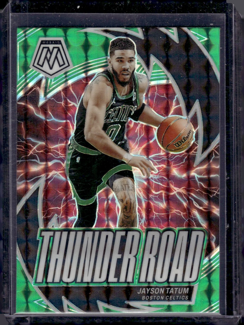 Jayson Tatum Thunder Road Green Mosaic Prizm 2023-24 Mosaic #15 Boston Celtics (1 of 2)
