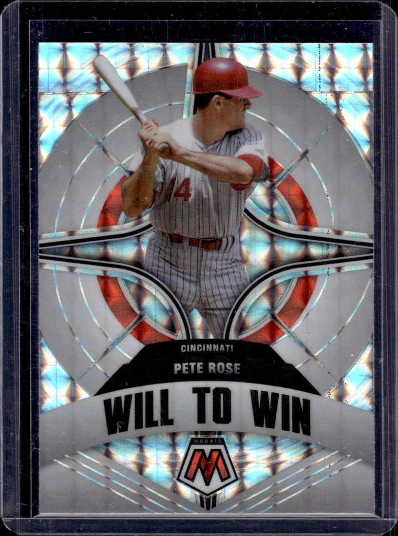 Pete Rose Will to Win Silver Mosaic Prizm 2022 Panini Mosaic #WW-6 Reds Baseball Card (1 of 2)