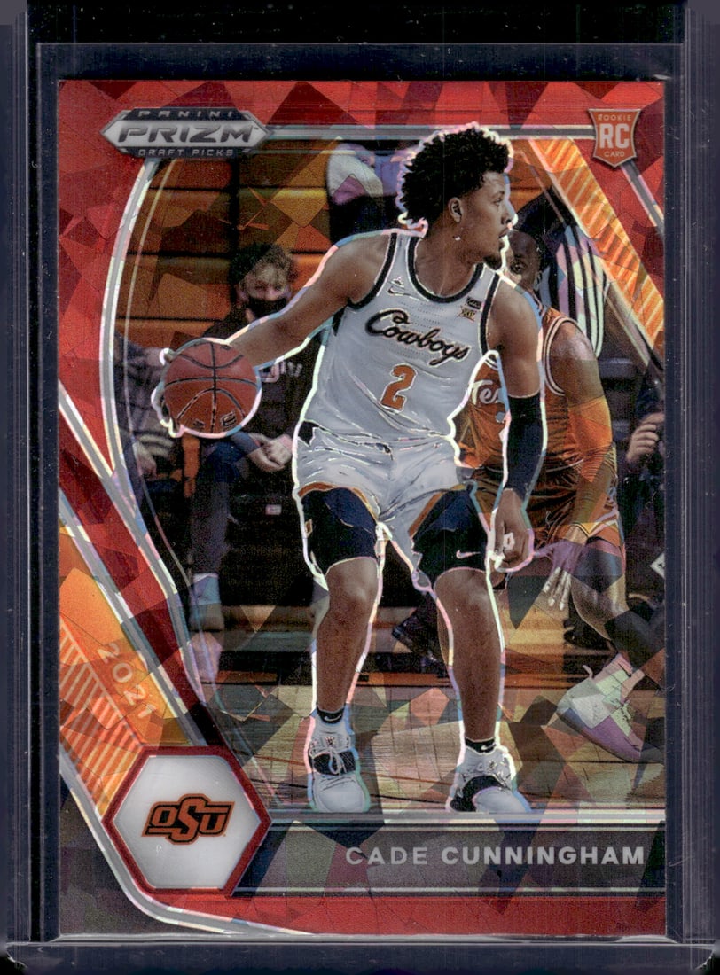 Cade Cunningham Rookie Card Red Ice 2021 Prizm Draft Picks #1 Detroit Pistons: Panini Select, Prizm, Mosaic, Contenders, Revolution, Phoenix, Rookie NFL Sports Trading Cards, Silver, SP, SSP, Wave Prizms, Numbered Cards, Basketball sports Cards for Sale Near Me, NBA Championship