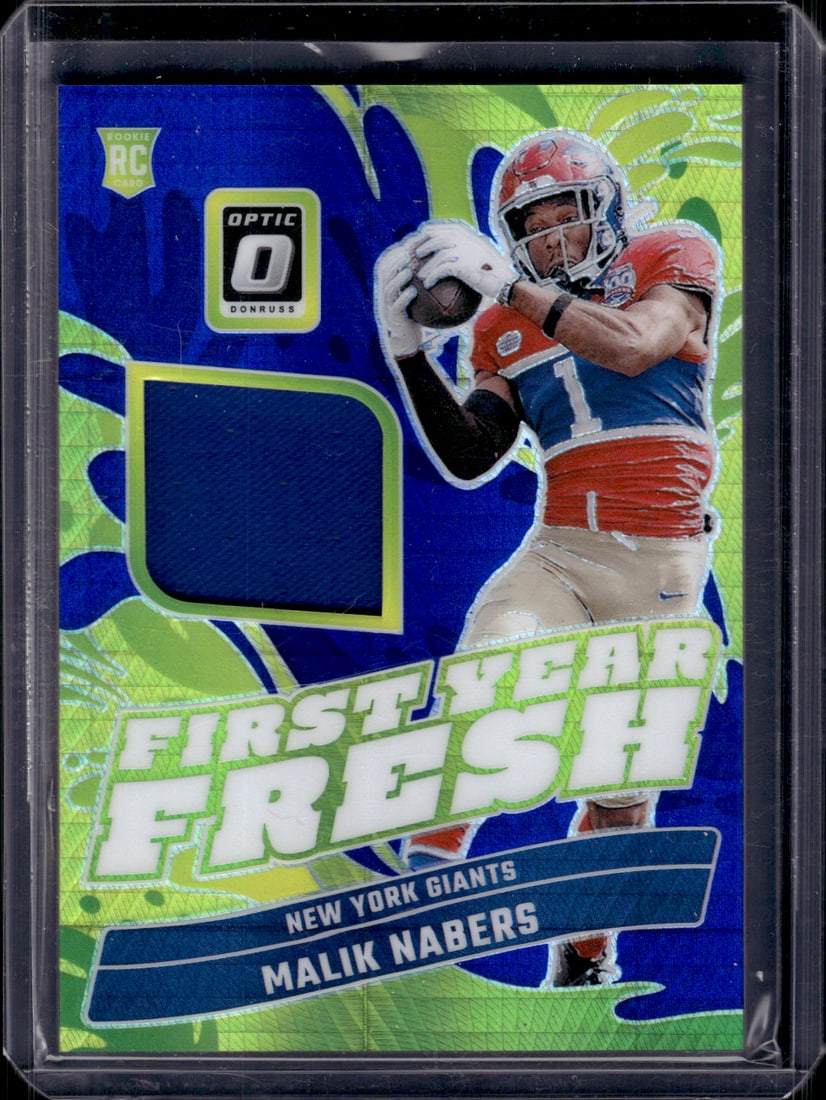 Malik Nabers Rookie Card Patch Blue Hyper 2024 Donruss Optic #FYF-MNS New York Giants (1 of 2)