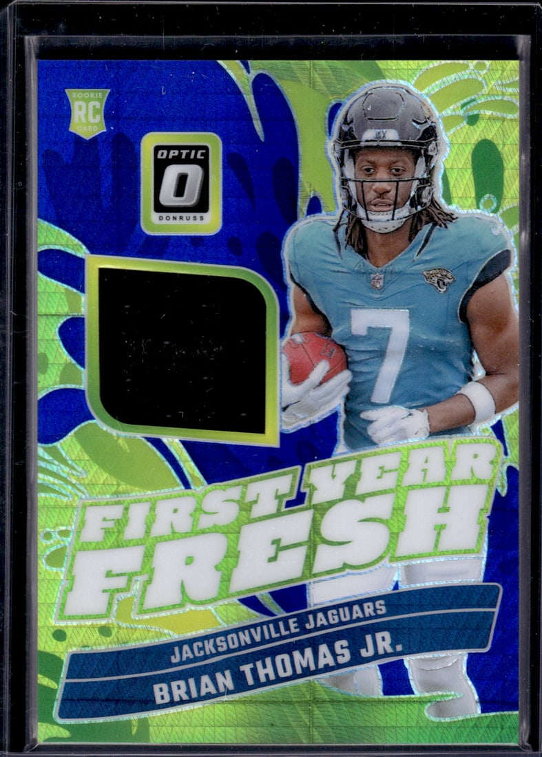 Brian Thomas Jr. Rookie Card Patch Blue Hyper 2024 Donruss Optic #FYF-BTJ Jaguars (1 of 2)