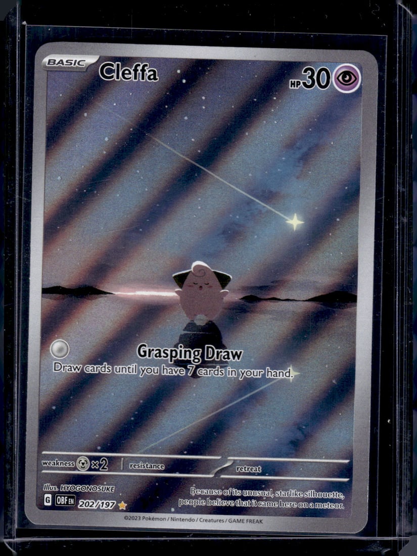 2023 Pokemon Obsidian Flames Cleffa Illustration Rare #202: TCG, Pikachu, Charizard, Rare, Secret Rare, Holo Cards, Pokemon & TCG Cards sold near Me, Nintendo, Evee, Houndoom, Reverse Holo Cards, 3 Star Ultra Rare, EX