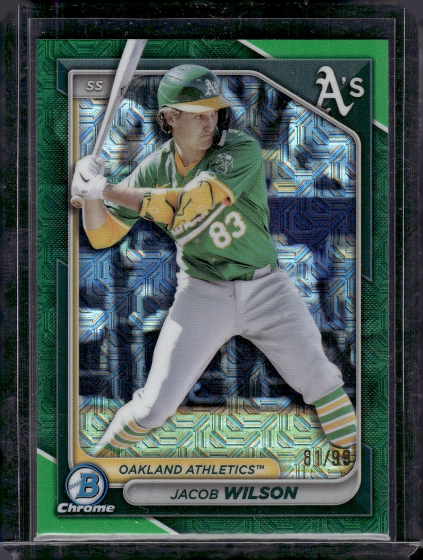 Jacob Wilson Prospects Green Mojo /99 2024 Bowman Chrome #BCP-205 Baseball Card (1 of 2)