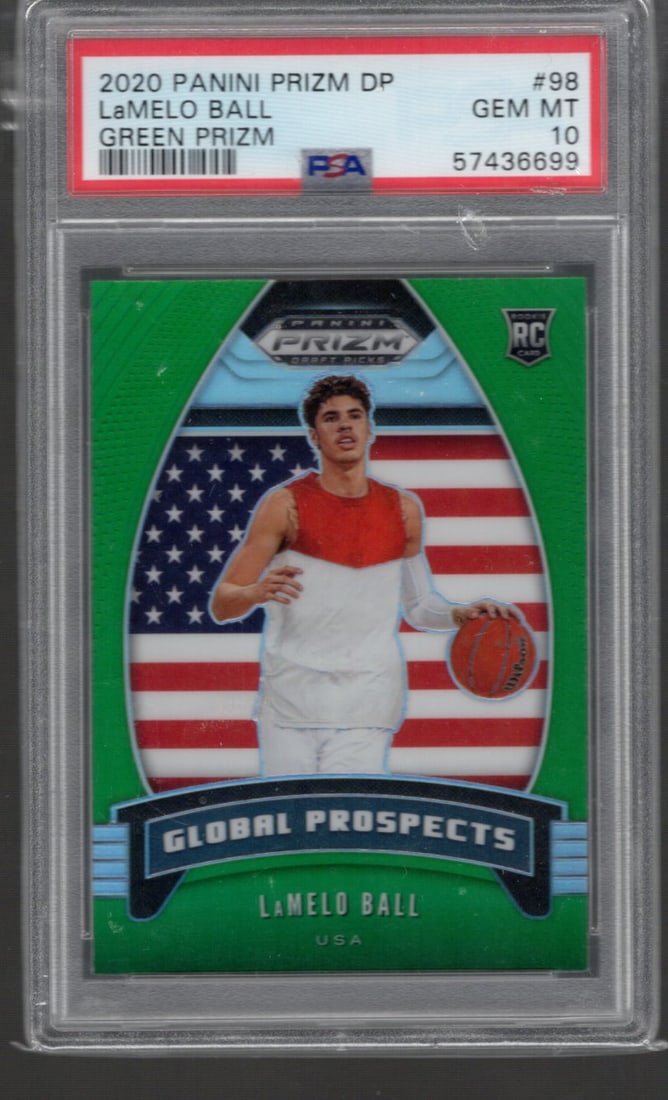 LaMelo Ball Rookie Card Green Prizm 2020 Prizm Draft Picks #98 PSA 10 Hornets NBA (1 of 2)