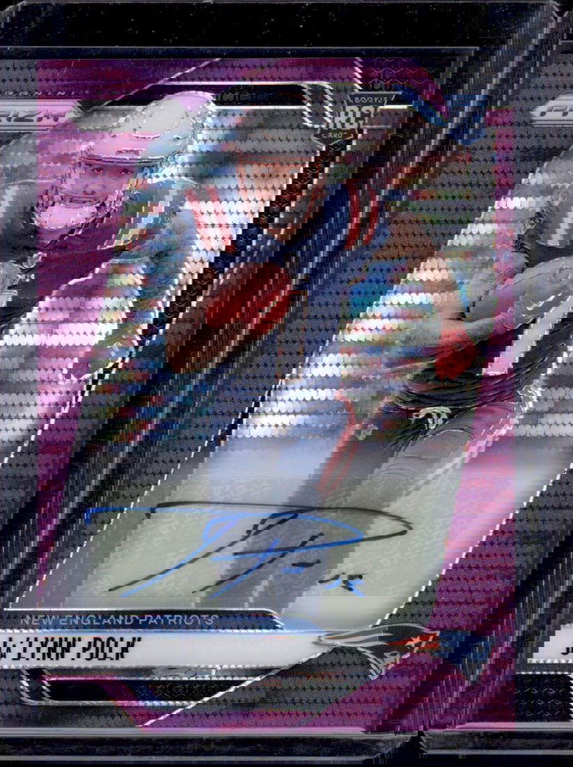 Ja'Lynn Polk Purple Pulsar Rookie Auto 2024 Panini Prizm #339 Patriots Football Card (1 of 2)