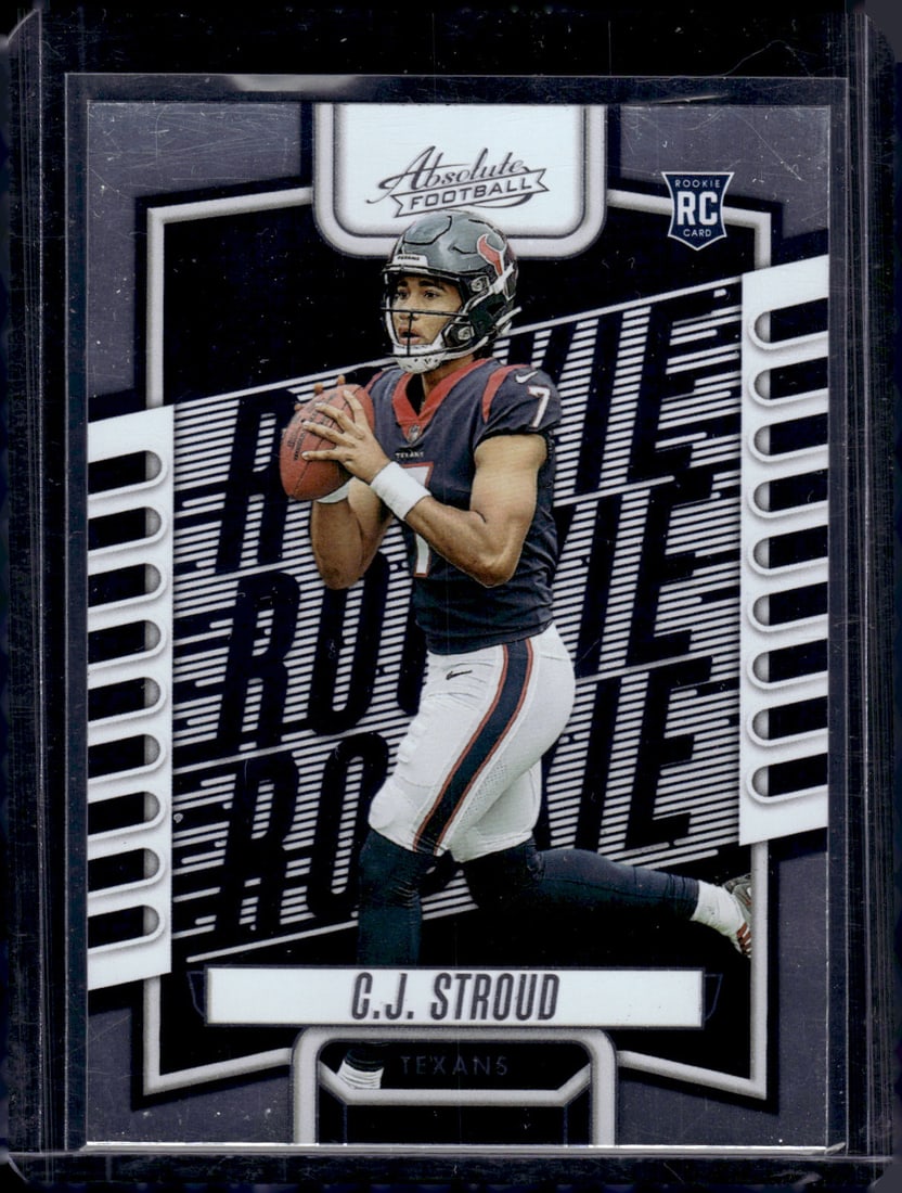 Cj Stroud Rookie Card 2023 Panini Absolute #102 Houston Texans NFL: Panini Select, Prizm, Mosaic, Contenders, Zenith, Phoenix, Illusions, Absolute, Rookie NFL Sports Trading Cards, Silver, Kaboom, SP, SSP, Wave Prizms, Numbered Cards, Football Cards for Sale Near Me,
