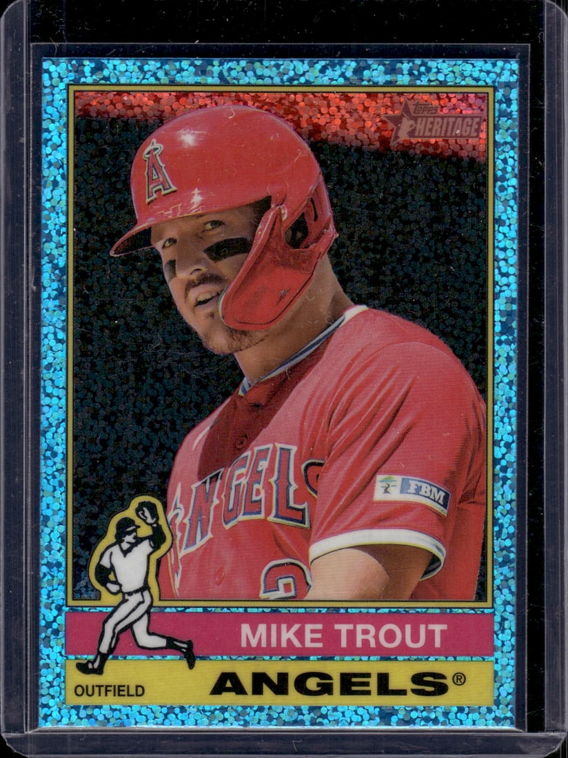 Mike Trout Light Blue Sparkle 2025 Topps Heritage #119 Angels Baseball Card (1 of 2)